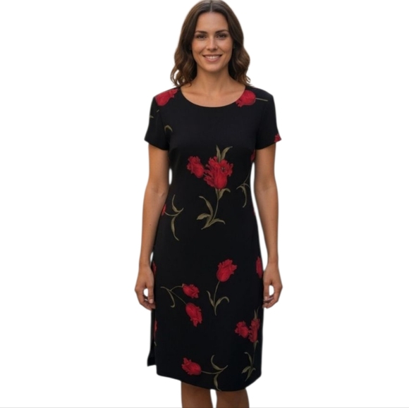 Jessica Howard Women's Vintage Y2k Black Floral Midi Dress. S 10 Witchy Vampire - Picture 10 of 10